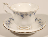 Vintage 1965 Royal Albert Bone China England Memory Lane Blue Flowers Tea Cup & Saucer Set