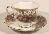 Vintage Royal Albert Bone China England Wild Geranium Purple and Pink Rose Flowers Tea Cup & Saucer Set