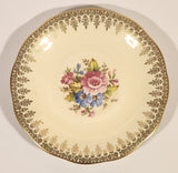 Vintage Queen Anne Fine Bone China England Pink and Blue Flowers Light Yellow Ornate Gold Trim Tea Cup & Saucer Set