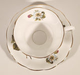 Vintage Royal Albert Bone China England Red Rose Buds with Light Blue and White Flowers Tea Cup & Saucer Set