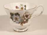 Vintage Royal Albert Bone China England Red Rose Buds with Light Blue and White Flowers Tea Cup & Saucer Set
