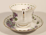 Vintage 1970s Royal Albert Flower of the Month Series February Violet Purple Flowers Bone China Tea Cup & Saucer Set