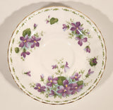 Vintage 1970s Royal Albert Flower of the Month Series February Violet Purple Flowers Bone China Tea Cup & Saucer Set