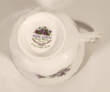 Vintage 1970s Royal Albert Flower of the Month Series February Violet Purple Flowers Bone China Tea Cup & Saucer Set
