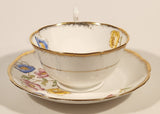Vintage Royal Albert Crown China Anemone Pink Yellow Blue Flowers Tea Cup & Saucer Set Made in England