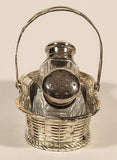 Vintage Silver Plated Zinc Salt and Pepper Shaker Set in Silver Plated Basket