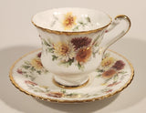 Vintage Paragon Fine Bone China Autumn Glory Yellow White Orange Pink Flowers Tea Cup & Saucer Set