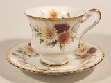 Vintage Paragon Fine Bone China Autumn Glory Yellow White Orange Pink Flowers Tea Cup & Saucer Set
