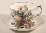 Vintage Regency Genuine Bone China England Apple Grapes and Berries Fruits Tea Cup & Saucer Set