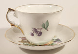 Vintage Regency Genuine Bone China England Apple Grapes and Berries Fruits Tea Cup & Saucer Set