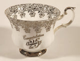 Vintage Royal Albert Bone China England Congratulation 25th Anniversary Tea Cup & Saucer Set