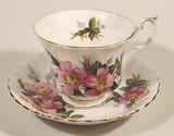Vintage Royal Albert Bone China England Prairie Rose Pink Flower Tea Cup & Saucer Set