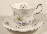 Vintage Rosina China Co Ltd. Queen's Fine Bone China Silver Wedding Tea Cup & Saucer Set