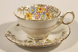 Vintage Delphine China Made in England Pink Yellow Blue Flowers Tea Cup & Saucer Set
