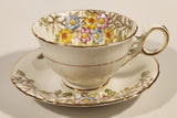 Vintage Delphine China Made in England Pink Yellow Blue Flowers Tea Cup & Saucer Set