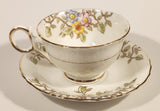 Vintage Delphine China Made in England Pink Yellow Blue Flowers Tea Cup & Saucer Set