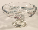Vintage Walther Glas Original Mikasa Blue Yellow Pink Tulip Pattern Embossed Glass Pedestal Candy Dish Made in Germany