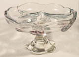 Vintage Walther Glas Original Mikasa Blue Yellow Pink Tulip Pattern Embossed Glass Pedestal Candy Dish Made in Germany