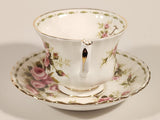 Vintage 1970s Royal Albert Flower of the Month Series June Roses Pink Rose Flowers Bone China Tea Cup & Saucer Set