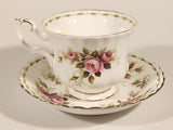 Vintage 1970s Royal Albert Flower of the Month Series June Roses Pink Rose Flowers Bone China Tea Cup & Saucer Set