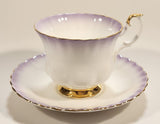 Vintage Royal Albert Bone China England "Rainbow" White with Purple and Gold Trim Tea Cup & Saucer Set