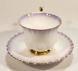 Vintage Royal Albert Bone China England "Rainbow" White with Purple and Gold Trim Tea Cup & Saucer Set