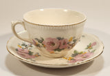 Vintage Sovereign Potteries & Earthenware Made in Canada Pink Flowers Gold Trim Tea Cup & Saucer Set