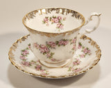 Vintage Royal Albert Bone China England Dimity Rose Pink Roses Flowers Gold Trim Tea Cup & Saucer Set