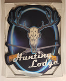 Hunting Lodge Crossed Rifles and Deer Skull Blue 3D 2Way Lenticular Neon Look 12 3/4" x 16 1/2" Wood Sign New in Package