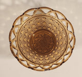Vintage Imperial Glass Lattice Perforated Dotted Lace Basket Style Star Pattern Base 5 1/2" Light Brown Amber Glass Candy Dish