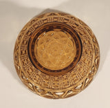 Vintage Imperial Glass Lattice Perforated Dotted Lace Basket Style Star Pattern Base 5 1/2" Light Brown Amber Glass Candy Dish