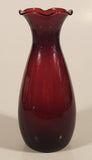 Vintage 1950s Anchor Hocking Ruffled Edge Royal Ruby Red 6 5/8" Glass Vase