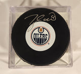 Taylor Hall Autographed NHL Edmonton Oilers Ice Hockey Puck with COA in Display Case