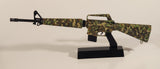 Rare GoatGuns "Digies" Colt M16A1 Assault Rifle Splattered Jungle Camo 1:3 Scale Heavy Metal Paperweight Desktop Model with Stand
