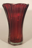 Vintage Anchor Hocking Ruby Red 8 3/8" Heavy Glass Flower Vase