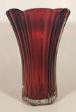Vintage Anchor Hocking Ruby Red 8 3/8" Heavy Glass Flower Vase