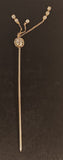 Antique Ornate Globe with Dangling Diamond Look Stones Silver Tone Stick Pin