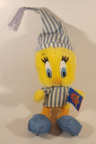 1997 Play By Play Ace Warner Bros. Looney Tunes Tweety Bird In Pyjamas with Blue Slippers 10" Toy Stuffed Plush New with Tags