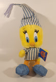 1997 Play By Play Ace Warner Bros. Looney Tunes Tweety Bird In Pyjamas with Blue Slippers 10" Toy Stuffed Plush New with Tags