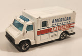 1989 Hot Wheels Workhorses American Ambulance White Die Cast Toy Car Emergency Paramedics Rescue Vehicle with Opening Rear Doors