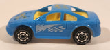 Unknown Brand Yellow Checker Design Blue Plastic Die Cast Toy Car Vehicle