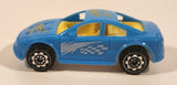 Unknown Brand Yellow Checker Design Blue Plastic Die Cast Toy Car Vehicle