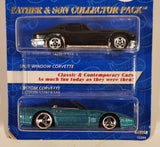 1997 Hot Wheels Avon Exclusive Father & Son Collector Pack Black Split Window Corvette and Green Custom Corvette Convertible Die Cast Toy Car Vehicles New in Package