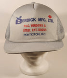 Vintage Berdick Mfg. Ltd. P.V.C. Windows & Steel Ent. Doors Penticton, B.C. Grey Snapback Mesh Trucker Cap Hat