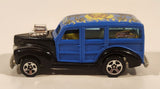 2003 Hot Wheels Wild Wave '40s Woody Black and Blue Die Cast Toy Car Vehicle