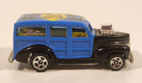 2003 Hot Wheels Wild Wave '40s Woody Black and Blue Die Cast Toy Car Vehicle
