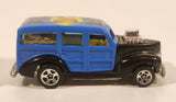 2003 Hot Wheels Wild Wave '40s Woody Black and Blue Die Cast Toy Car Vehicle