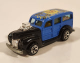 2003 Hot Wheels Wild Wave '40s Woody Black and Blue Die Cast Toy Car Vehicle
