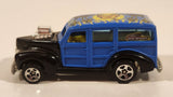 2003 Hot Wheels Wild Wave '40s Woody Black and Blue Die Cast Toy Car Vehicle
