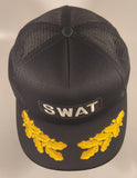 Vintage 1980s International Insignia SWAT Black Snapback Mesh Trucker Cap Hat